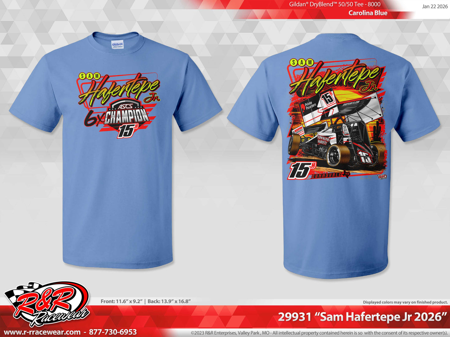 2026 ASCS 6 Time Champion Shirt- Carolina Blue