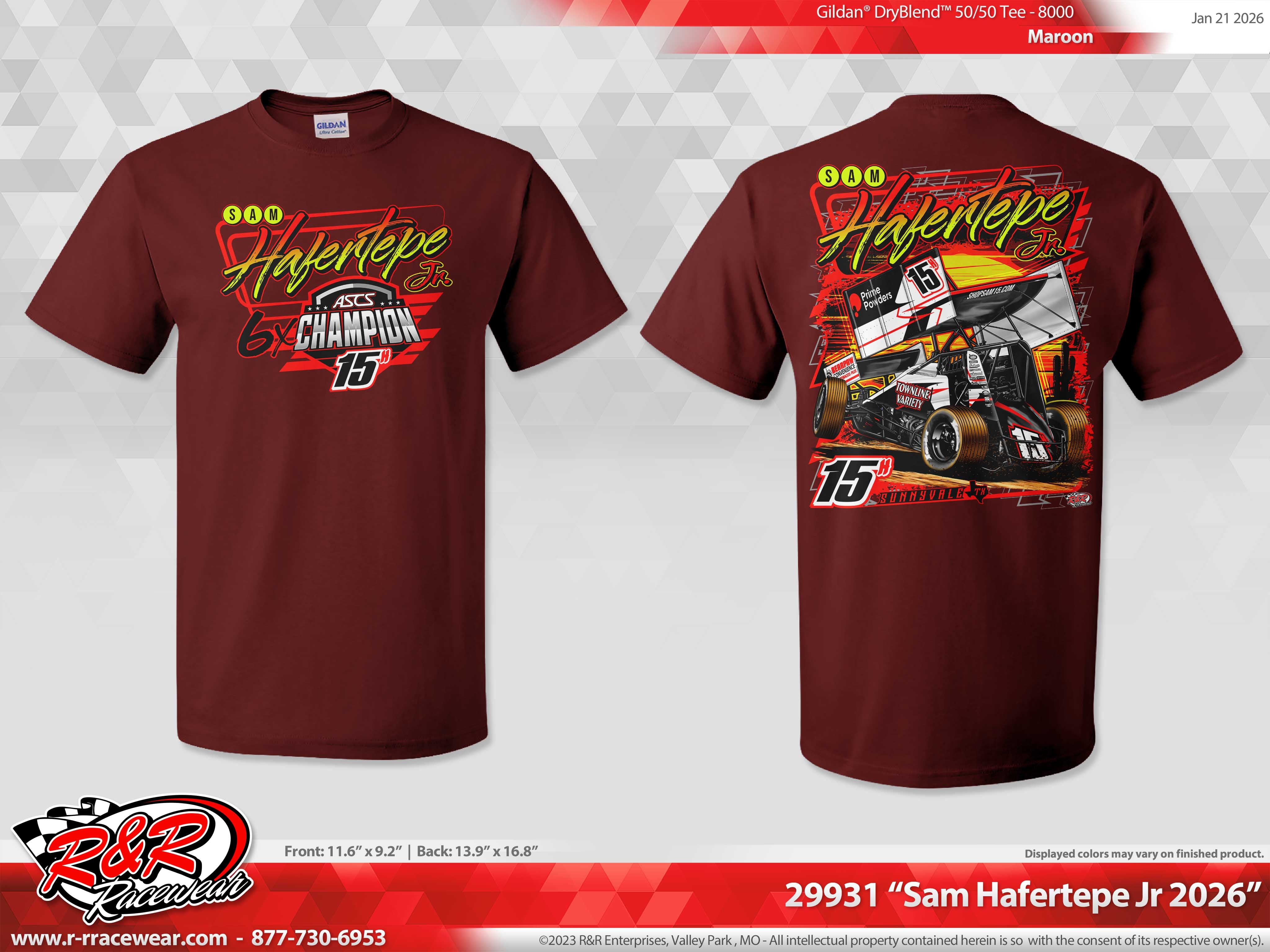 2026 ASCS 6 Time Champion Shirt - Maroon – shopsam15